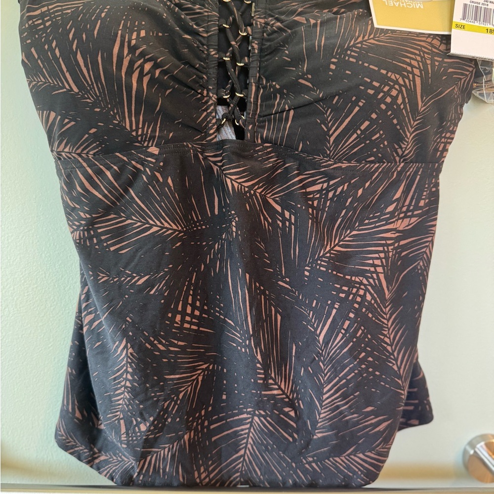 Michael Kors Tankini 18W Black/Brown NWT